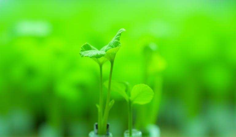 Gezonde plant die groeit onder optimale omstandigheden met sensoren